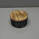 Coffee Filter Holder - Wooden Coffee Storage Container with Lid, Multipurpose Filter Dispenser, Sturdy Coffee Pod Organizer for Bar Counter Decor (Black)