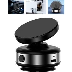 Electric Vacuum Suction Cup Magnetic Phone Mount, 360 Rotatable Magnetic Cell Phone Holder, Adjustable Hands-Free Portable for Magsafe iPhone Car Gym Mirror Smooth Surface(Silver)