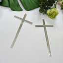 12pcs Slim Acrylic Cross Cake Charm, Christening Baptism Confirmation, Acrylic Cross Cake Decoration (6'', Silver Mirror)