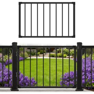 Deck Fence Gate Outdoor, 32''H Gate for 36''H Deck, Entry Way Metal Gate Black Powder Coated DIY Fence Gate, for Residential, Yard, Patio(No Hinge)