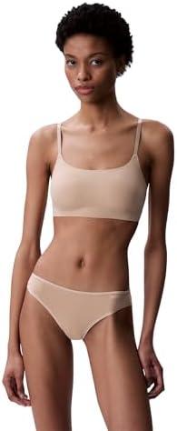 Calvin Klein Women's Invisibles Comfort Seamless Adjustable Skinny Strap Bralette Bra M, Bare