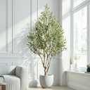 8ft Faux Olive Tree - Large Artificial Olive Tree with Realistic 1750 Leaves and 145 Olives - Lush and Elegant Fake Olive Tree with for Indoor Outdoor Office Living Room Decor