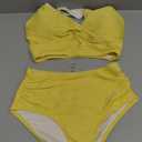 Herseas Women's Textured Bikini Sets Twist Front Top Swimsuits High Waisted Bathing Suits S