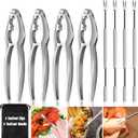 8 Pcs Lobster Crackers and Picks Set, Crab Leg Cracker Tools, Stainless Steel Seafood Crackers & Forks Nut Cracker Set for Eating Stake Support