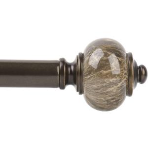 KAMANINA 1 Inch Curtain Rods for Windows 72 to 144 Inches (6-12ft) Bronze Heavy Duty Curtain Rod, Adjustable Long Drapery Rods with Marbled Finials