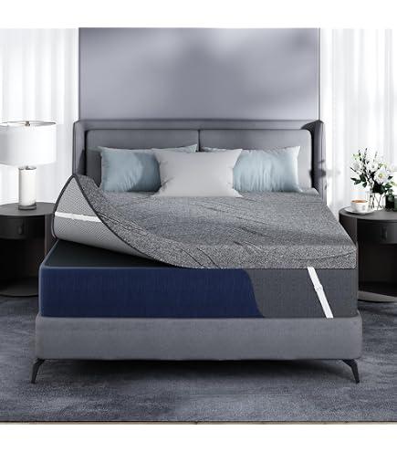 3 Inch Firm Mattress Topper Queen, Cooling Memory Foam & Non-Slip Straps