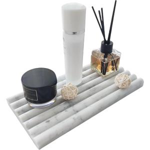 Natural Marble Tray for Bathroom Countertop Organizer,Vanity Decorative Stone Tray for Candles, Perfume, Jewelry Dish Ring Tray (Carrara White)