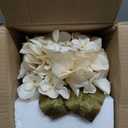 Hollyone White Hydrangea Artificial Flowers with Glass Vase Silk Fake Hydrangeas Faux Flowers Arrangements Floral Bulk Bouquet for Wedding Party Boho Home Decor Table Centerpiece Decorations