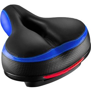 Bike Seat, Most Comfortable Bicycle Seat Dual Shock Absorbing Memory Foam Waterproof Bicycle Saddle Bike Seat Replacement with Refective Tape (Blue)