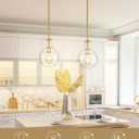 Emak Modern Brushed Gold Pendant Light, 8 Inch Pendant Lights Kitchen Island with Clear Glass Shade, Modern Hanging Light Fixture for Kitchen, Bathroom, Bedroom, Dining Room, PL125-BGD