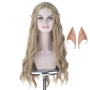 Miss U Hair Long Wavy Blonde Wig with Elf Ears Women Party Cosplay Costume Wig