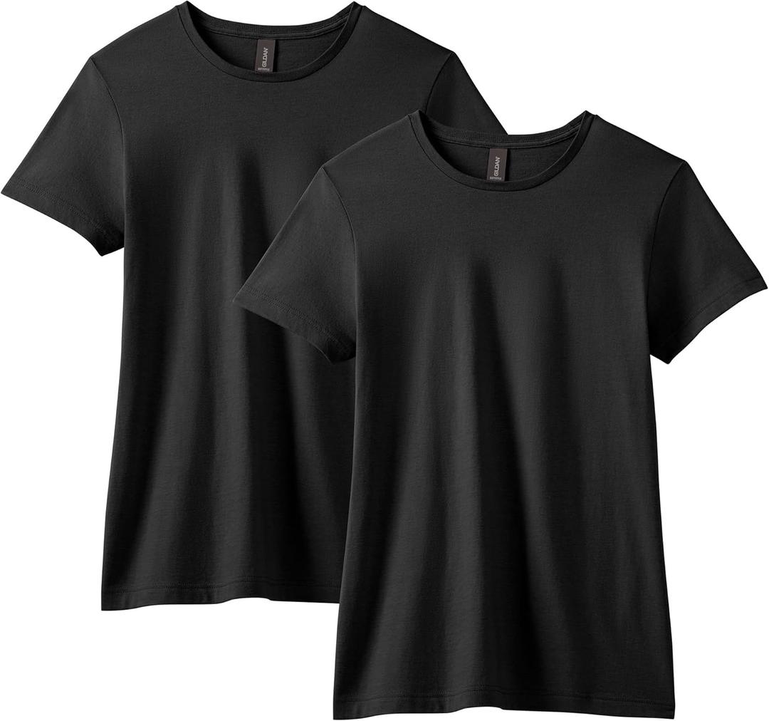 Gildan Womens Softstyle Cotton T-Shirt, Style G64000l, Multipack (Small, Black)