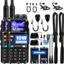 BAOFENG 5RM Ham Radio 10W Long Range Handheld NOAA Weather Receiver 2500mAh Battery UV-5RM Radio with Programming Cable,Speaker Mic,Tactical Antenna,Type-C Charging,2Pack