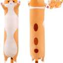 Long Yellow Cat Plush Pillow Toy Sleeping Pillow Cute Cartoon Cat Stuffed Animals Soft Long Body Pillow Gift for Kids (27.55in)