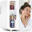 4L Skincare Fridge with LED Mirror - Portable Cooler/Warmer for Cosmetics & Food, Perfect for Bedroom, Car, Office, White