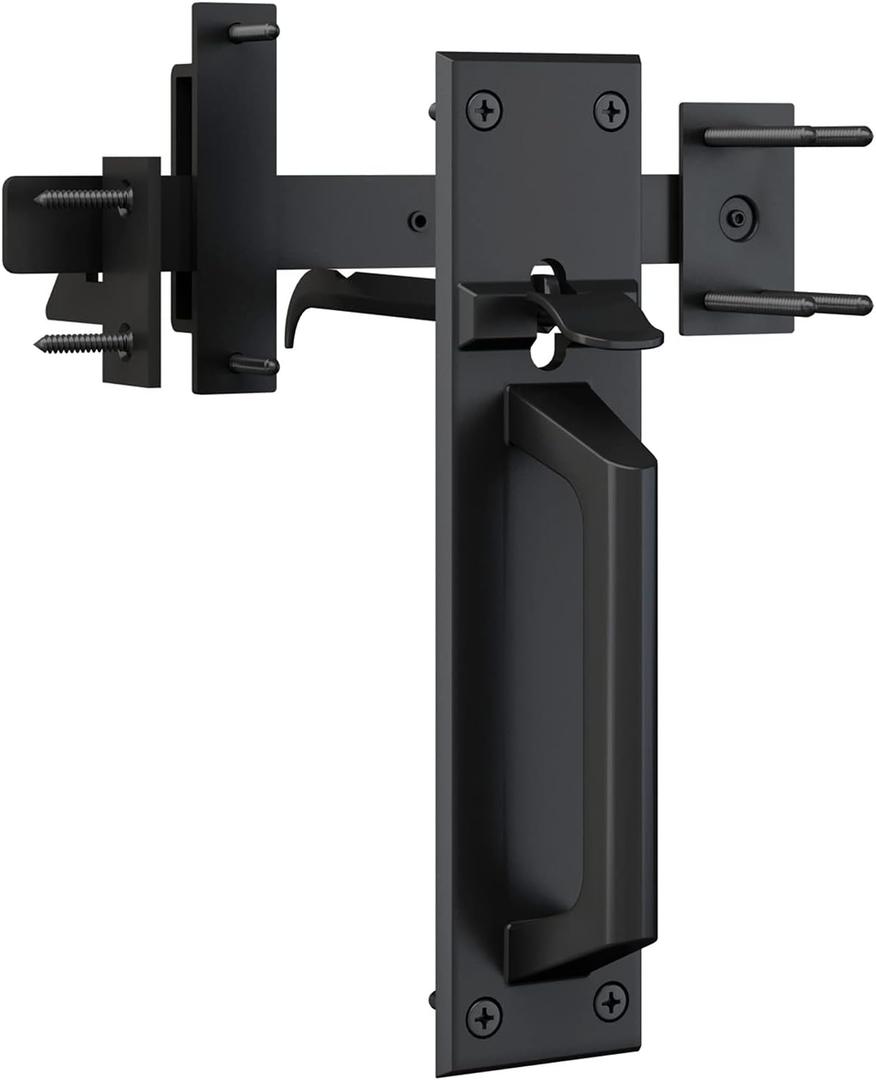 Sdstone Gate Latch Heavy Duty for Wooden Fence Aluminum Two Sided Gate Latch for Outdoor Fence Door Latch Gate Hardware for Garden Farm Black