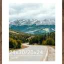 Wood 24x30 Picture Frame with 20x24 Mat, Display 20x24 with Mat or 24x30 Without Mat, Wood 24 by 30 Photo Frame, 24 x 30 Frame for Wall Hanging Display, Deep Brown