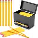 201 Pcs Stainless Steel Pencil Dispenser Kit for Classroom Metal Straw Dispenser with 200 HB Pencils Back to School Supplies Pen Holder for Classroom Desk Teacher Must Haves Office(Black)