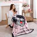 Janzza Romantic Love Blanket - Light Pink Throw Blanket for Men Women Girlfriend Boyfriend Couple, I Love You Gift for Him/Her Wedding, Engagement, Birthday, Valentines Day 50"x 60"