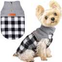 Dog Winter Clothes Fleece Plaid Dog Vest for Winter Warm Soft Sweater for Small Medium Dog Cat Cute Puppy Kitten Clothes Cat Sweaters (Small, Grey) (Chest 15in )