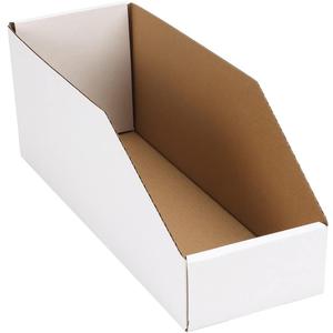 EXYGLO Cardboard Boxes, Pack of 35 Corrugated Storage Bins 12x4x4.5inch Pantry Organizer Bins for Shelves Garage Office Organization (White)