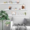 MBYD White Floating Shelves 36 Inches Long, Picture Ledge Wall Shelf for Frames Photo Albums, Wall Mounted Photo Shelves with Ledge Set of 3 Same Dimension for Bedroom Bathroom Living Room Kitchen
