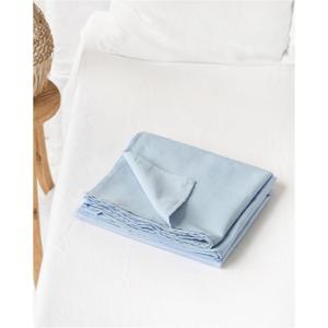 Magic Linen - Sky Blue Linen-Cotton Flat Sheet Full/Double/Queen Size, Stone Washed Linen Cotton Blend Flat Sheet Only, Breathable and Soft Top Sheet, Luxury Flat Bed Sheet