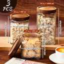 Gerrii 3 Pcs Glass Food Storage Containers 17/24/34 oz Vintage Glass Jar with Lid Begonia Pattern Airtight Candy Jar Food Jars Canisters for Kitchen Counter Pantry Coffee Tea Beans (Square)