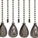 4 Pack Bronzed Ceiling Fan Pull Chain Extension, 12 Inches Classic Drop Shaped Pendant Pull Chains for Ceiling Fans and Lights, Decorative Fan Pulls Extenders with Connector (2 light and 2 fan)