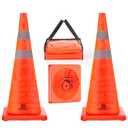 RoadHero 28 Inch 2 Pack Collapsible Traffic Safety Cones, Multi Purpose Pop-up Cones with Reflective Collar for Road Safety, Orange Cones for Driving Training, Parking Lots