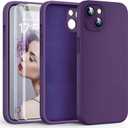 3 x HATOSHI for iPhone 13 Case, Liquid Silicone Upgraded [Camera Protection] with [2 Screen Protectors], Soft Anti-Scratch Microfiber Lining Shockproof Phone Case for iPhone 13 6.1 inch, Midnight Purple
