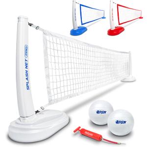 GoSports Splash Net PRO Pool Volleyball Net - Red, White, or Blue - Includes 2 Water Volleyballs and Pump