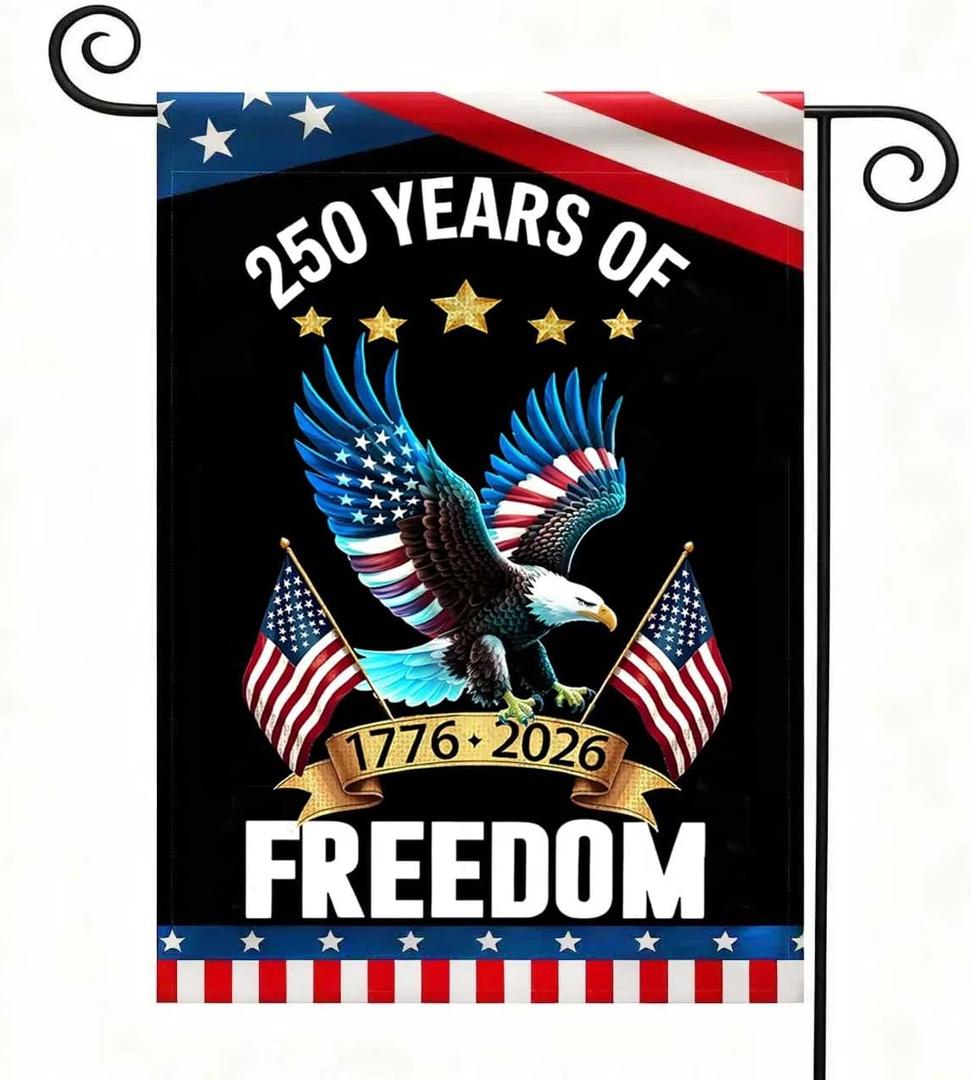 2 x 250 Years America Garden Flag,250th Anniversary USA Patriotic Banner Double-Sided with Eagle Design, 1776-2026 Commemorative (A_1 x 1.5 ft)