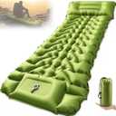 Ultralight Inflatable Sleeping Pad for Camping with Foot Pump | Built-In Pillow, Waterproof Camping Mattress For Backpacking, Hiking, Tent, Car Traveling, Beach Trips, Green