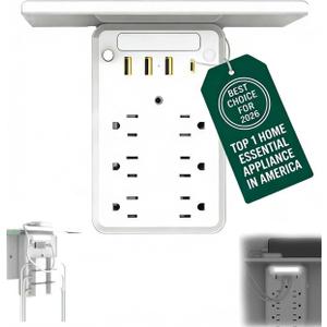 Wall Outlet Extender with Shelf Night, 9 in 1 Outlet Extender with Shelf, 2025 New Multi Plug Outlets Extenders, Wall Electrical Outlets Extenders, Plug Expander for Home Dorm(1pc)