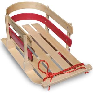 Flexible Flyer Baby Snow Sled Toddler Toboggan. Wood Pull Sleigh for Kids (One, Red)