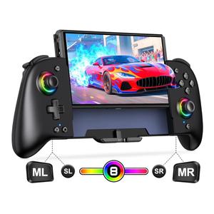 Gammeefy Switch Controllers Compatible with Nintendo Switch/Switch OLED, One-Piece Joypad Controller Replacement for Switch Pro Controller with 9 Lights Color, Turbo, Macro, KeyLinker APP
