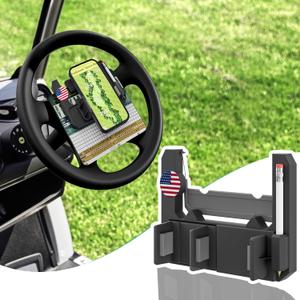 Golf Cart Steering Wheel Cell Phone Mount, Flip Up Phone Holder for Golf Cart Steering Wheel, Suitable for Club Car/EZGO/Yamaha Models, Mobile Phone Mount Wide 2"-3.5"
