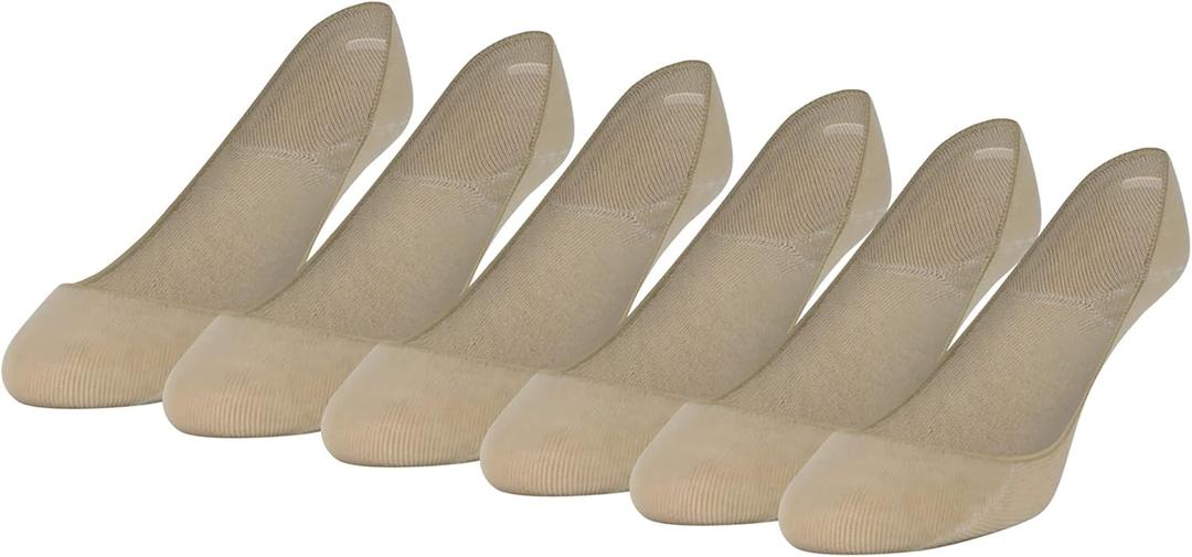 Peds Women's Padded Super Low Cut No Show Socks, 6-Pairs, Nude, Shoe Size: 8-12