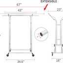 Fishat White Double Rod Garment Clothes Rack for Hanging Clothes, Rolling Organizer on Commercial Metal with Lockable Wheels Mobile Design for Coats Dresses