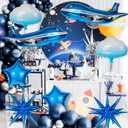 10 Pcs Large Airplane Party Balloons Set, Airplane Themed Foil Mylar Balloons for Baby Shower Toys Themed Party Birthday Decoration Supplies(Blue)