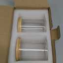 Glass Qtip Holder Dispenser with Bamboo Lid - 2 Pack Apothecary Jars - Cotton Balls Pads Swabs Holder Jar - Bathroom Vanity Canisters Jars for Countertop Storage and Organization