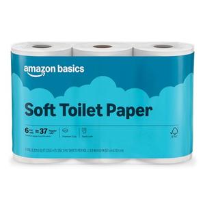 Amazon Basics 2-Ply Soft Toilet Paper, 6 Rolls (1 Pack of 6), Equivalent to 37 Regular Rolls, Packaging May Vary And Perchament paper