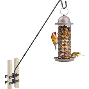 Deck Hook-Deck Railing Plant Hanger Outdoor,Bird Feeder Hanger for Deck Railing W/Double Clamps, Fence Shepherds Hooks Bracket for Hanging Hummingbird Feeder,Planter,Flower Baskets-360°Rotating Pole