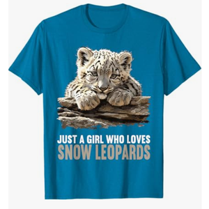 Just a Girl who Loves Snow Leopards Lovers Snow Leopard T-Shirt, Sapphire Blue, M