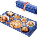 Warming Mat for Food Extra Large 32"x15", Electric Silicone Food Warmer Trays for Chafing Dishes & Buffet,Portable Countertop Food Warmers for Parties, 7-Level Temp 8-Hour Timer Blue