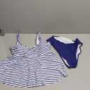 Eomenie Tankini Swimsuits for Women Tummy Control Two Piece Bathing Suit Cutout Back Swim Suit with Bottom (Large, Blue Striped)