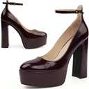 JENN ARDOR Platform Heels for Women Chunky Heel Closed Toe High Heels Block Heel Ankle Strap US 8.5