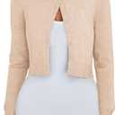 Halife Cropped Cardigan for Women Button Up Long Sleeve Sweater Cardigans Dressy Casual Bolero Shrug for Dresses,S (Camel)