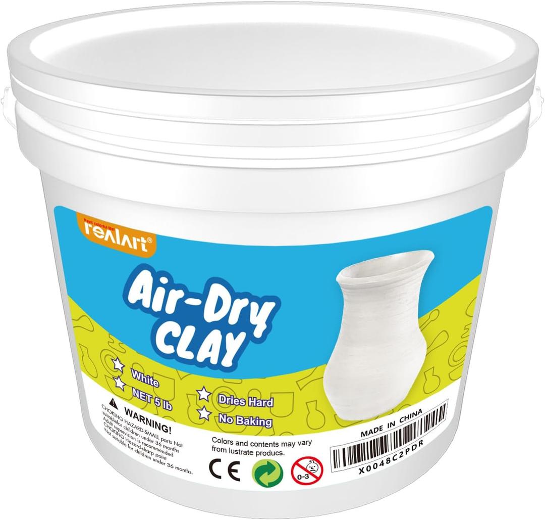 REALART Air Dry Clay for Adults (5lb Bucket White) Air Dry Clay Tools REALART Air Dry Clay for Adults (5lb Bucket White) Air Dry Clay Tools